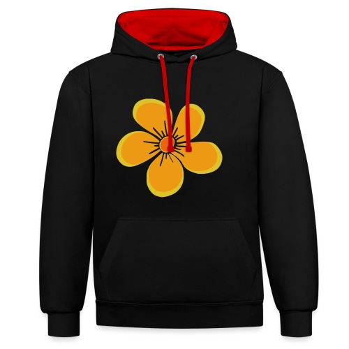 Blume gelb, Blüte, floral, Blumenmotiv, blumig - Kontrast-Hoodie