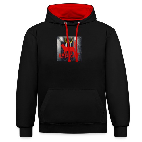 Red Cat (Deluxe) - Contrast Colour Hoodie