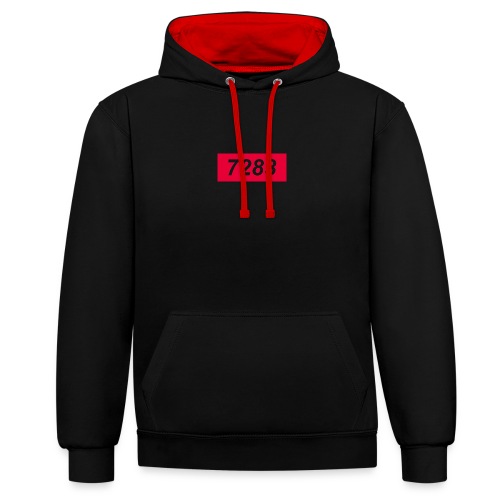 7283-Red - Contrast Colour Hoodie