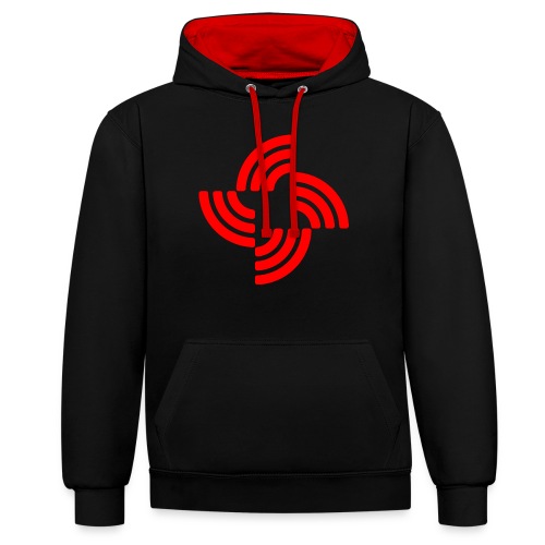 Streamr-logo foran på i rødt - Kontrast-hoodie