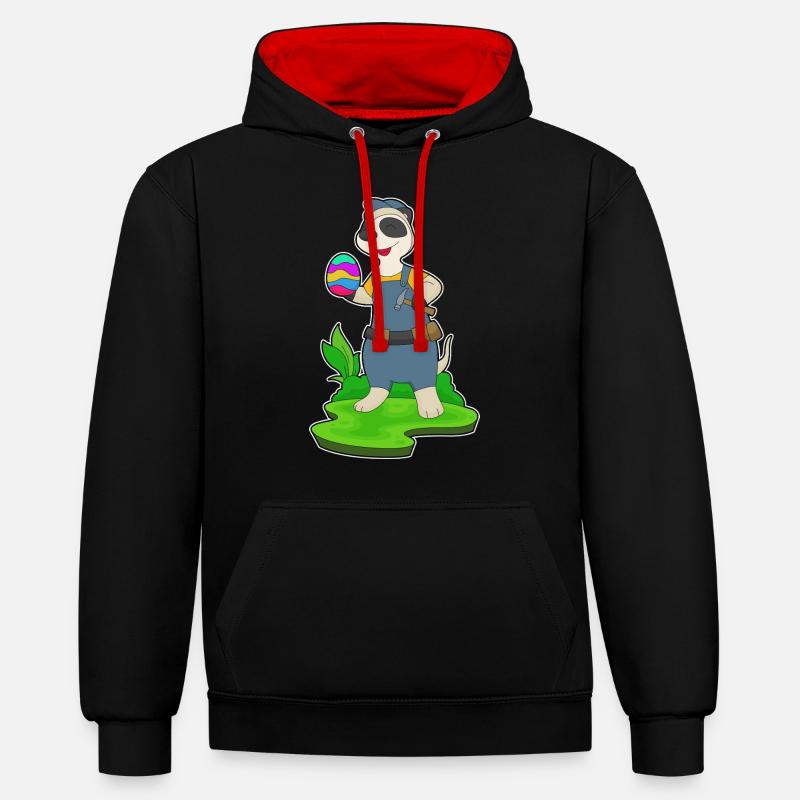 Suricate Charpentier de Pâques - Sweat à capuche contrasté - noir/rouge