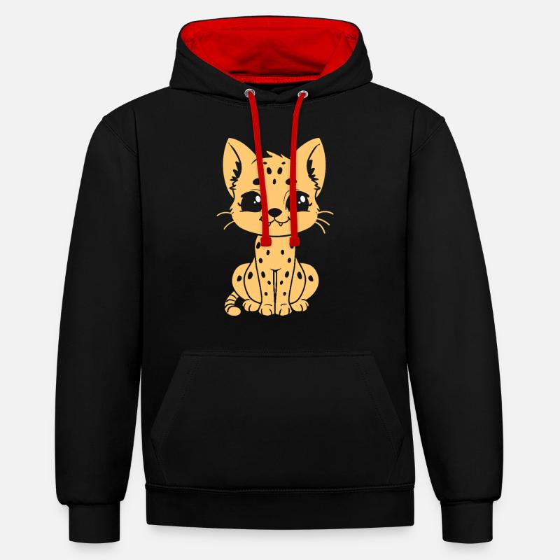 serval - Sweat à capuche contrasté - noir/rouge
