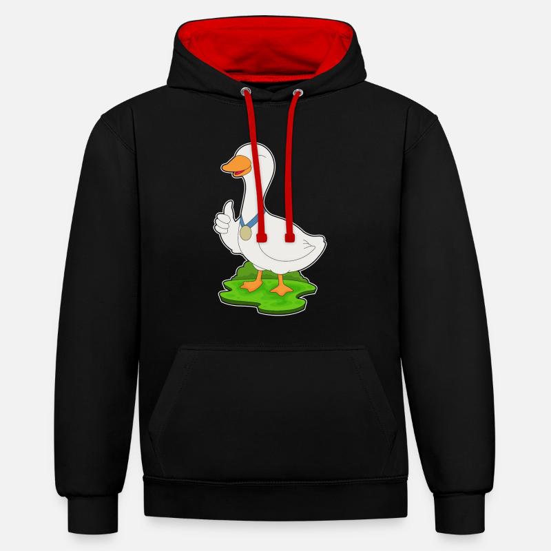 Médaille du canard - Sweat à capuche contrasté - noir/rouge