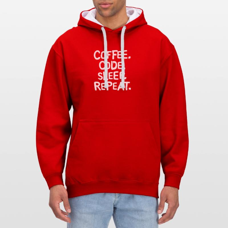 coffee code sleep - repeat Programmierer Arbeit Kontrast-Hoodie