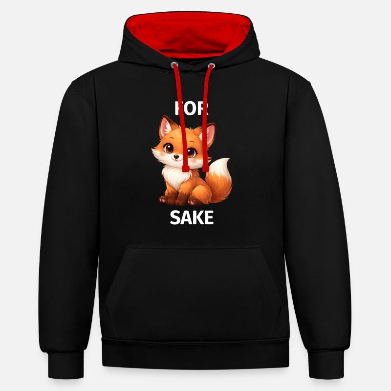 Pour l'amour du renard - Sweat à capuche contrasté - noir/rouge