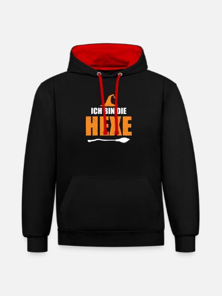 Halloween German Text Witch - Kontrast-Hoodie - Schwarz/Rot