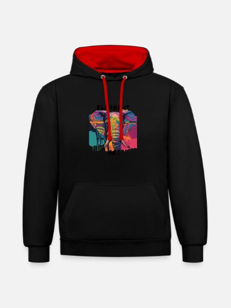 Africa Steppe and Animals - Contrast hoodie - black/red
