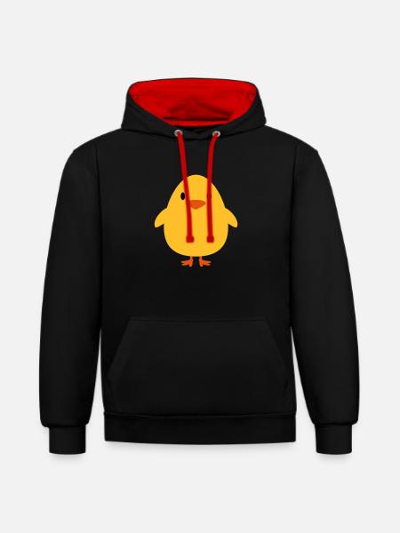 Sweet little chick - Contrast hoodie - black/red