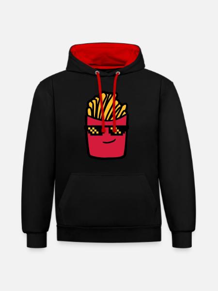 Cool French Fries - Contrast hoodie - black/red