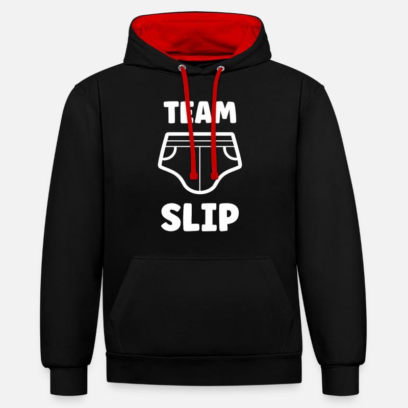 Slip - Sweat à capuche contrasté - noir/rouge