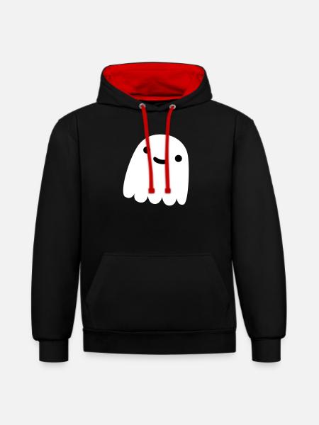 ghostie in white smiling - Contrast hoodie - black/red