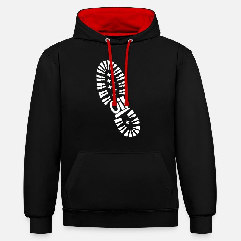 Oi! mes bottes! - Sweat à capuche contrasté - noir/rouge