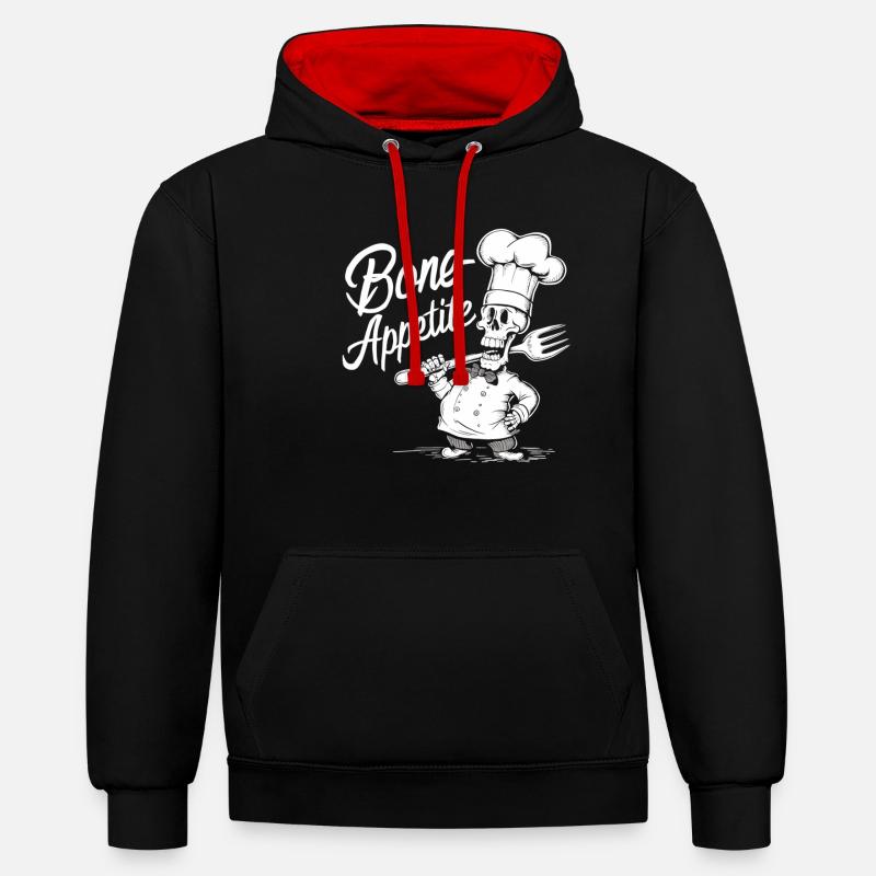 Bone Appetite Skeleton Chef - Contrast hoodie - black/red