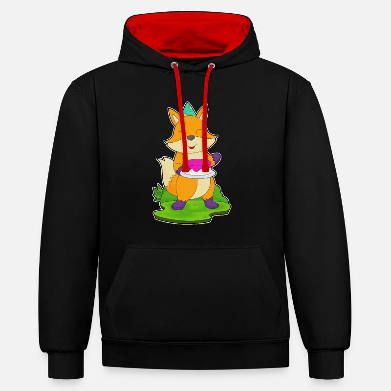 Gâteau d’anniversaire renard - Sweat à capuche contrasté - noir/rouge