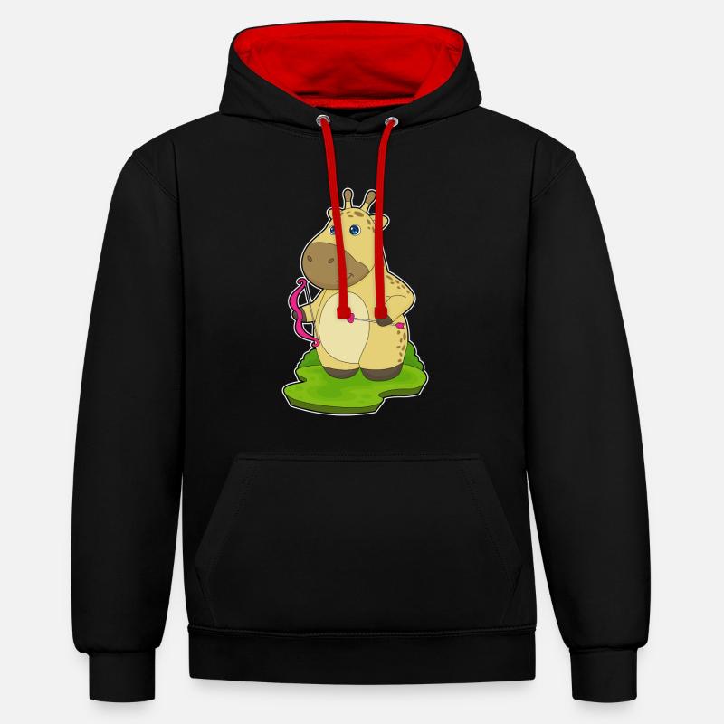Flèche d’arc d’arc girafe - Sweat à capuche contrasté - noir/rouge