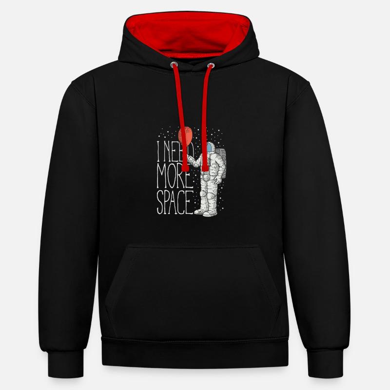 Need More Space Geschenkidee - Kontrast-Hoodie - Schwarz/Rot