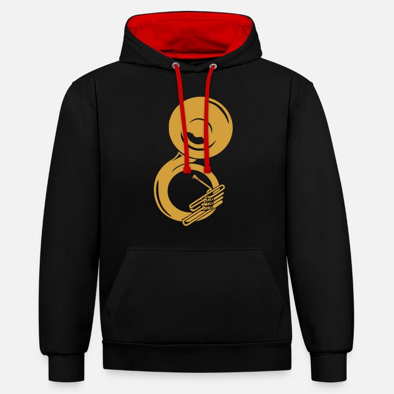 Sousaphone - Sweat à capuche contrasté - noir/rouge