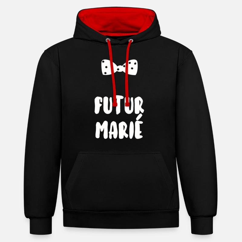 Futur marié - Sweat à capuche contrasté - noir/rouge