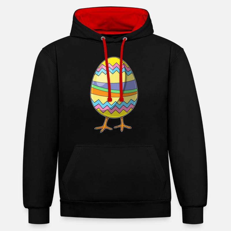 Poussin oeuf de Pâques - Sweat à capuche contrasté - noir/rouge