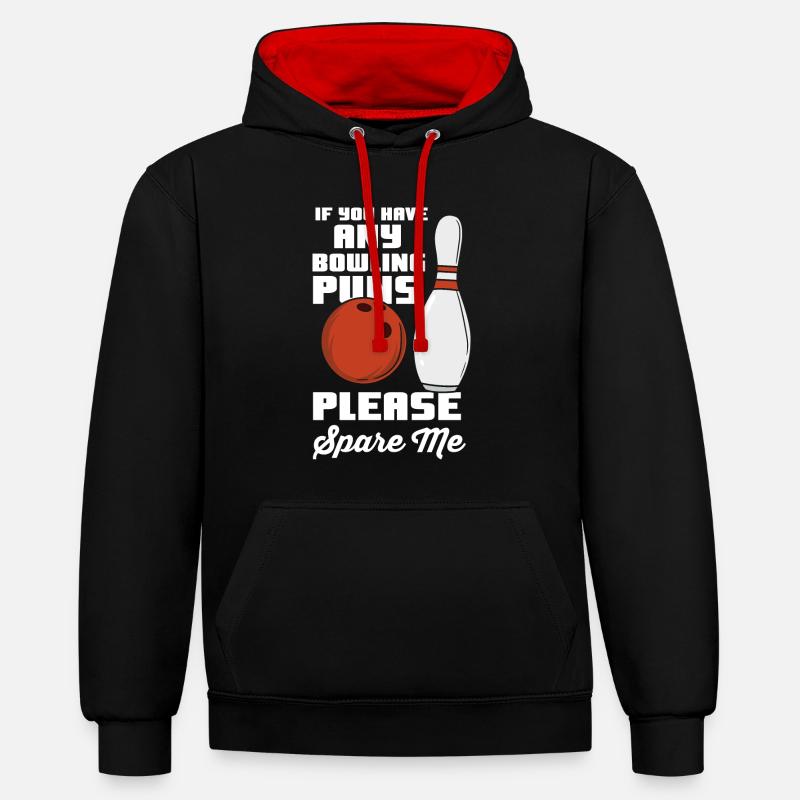 Drôle de dicton de bowler - Sweat à capuche contrasté - noir/rouge