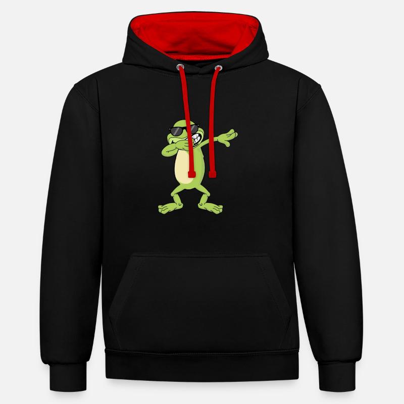 Grenouille Dabbing Dab Gift - Sweat à capuche contrasté - noir/rouge