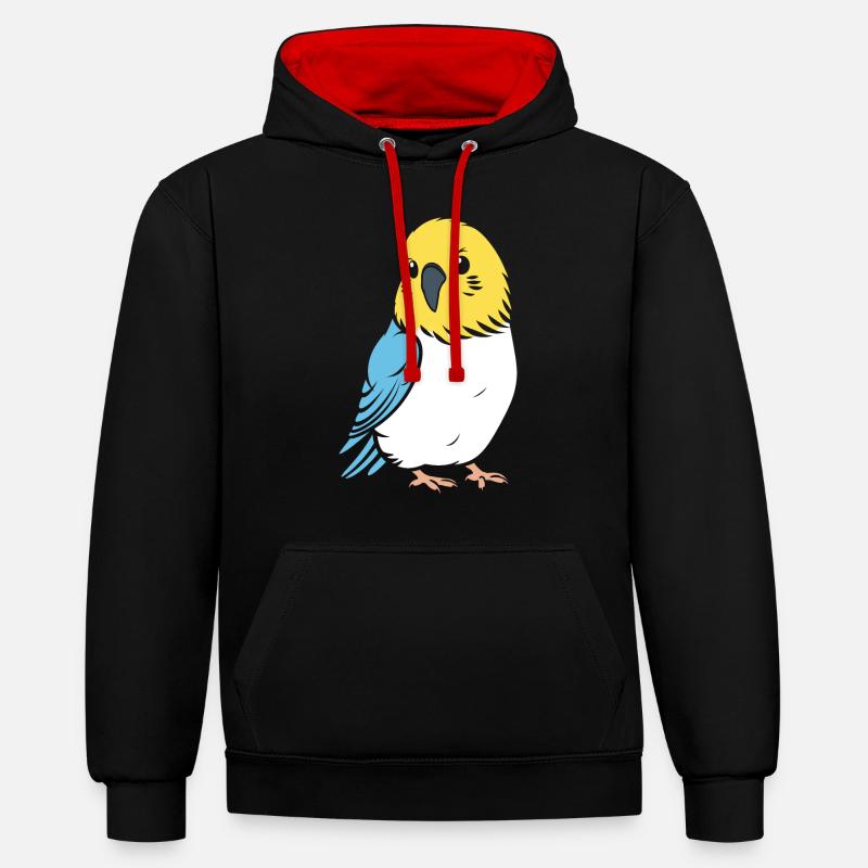 Mignonne petite perruche - Sweat à capuche contrasté - noir/rouge