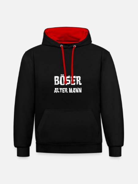 BÖSER ALTER MANN - Kontrast-Hoodie - Schwarz/Rot