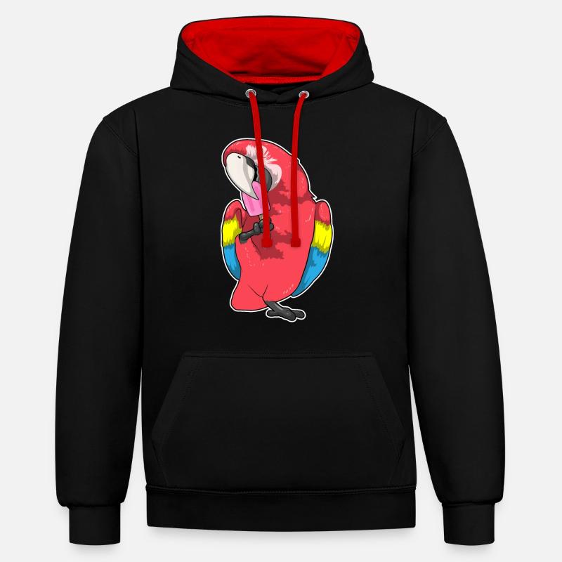 Popsicles perroquets - Sweat à capuche contrasté - noir/rouge
