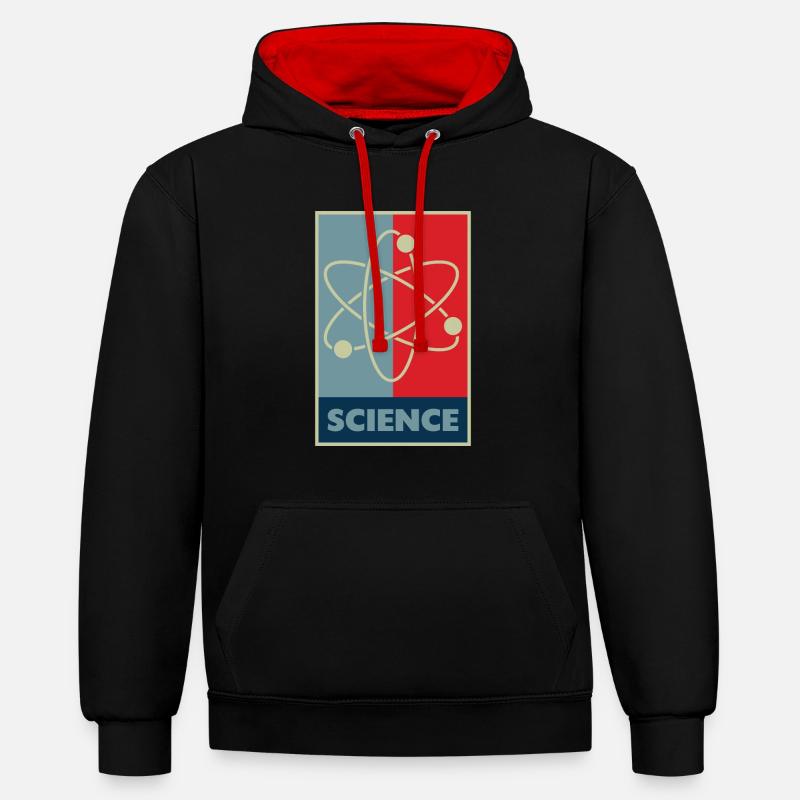 Modèle d'atome scientifique - Sweat à capuche contrasté - noir/rouge