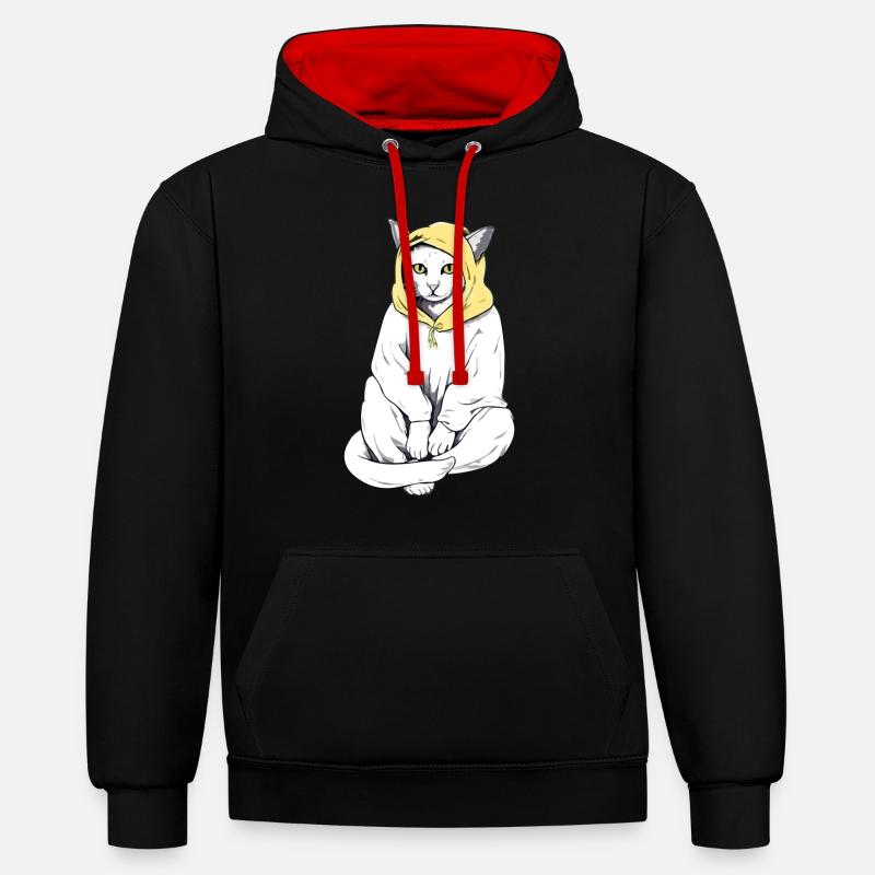 Kroki le chat à capuche - Sweat à capuche contrasté - noir/rouge