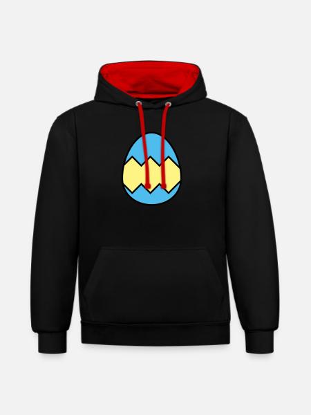 Osterei farbenfroh - Kontrast-Hoodie - Schwarz/Rot