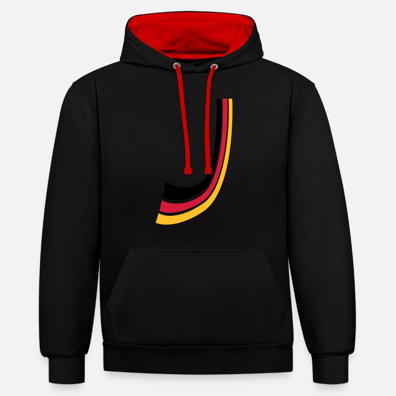 Lignes de proue Allemagne drapeau - Sweat à capuche contrasté - noir/rouge
