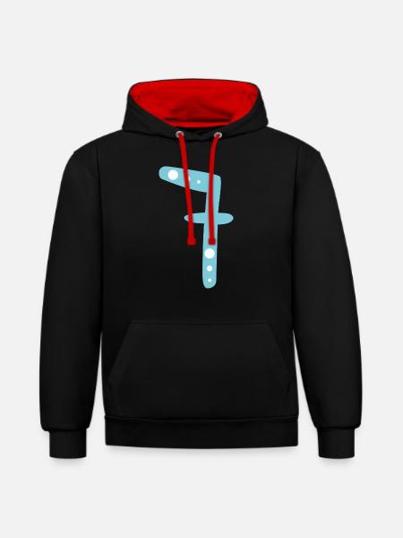 Nummer 7 - Kontrast-Hoodie - Schwarz/Rot