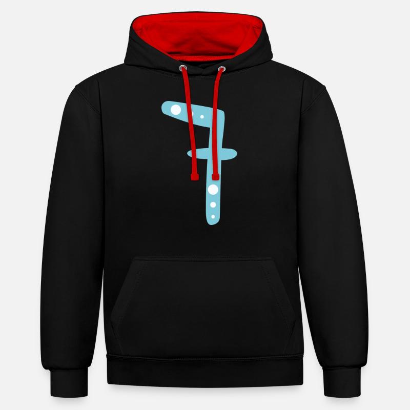 Numéro 7 - Sweat à capuche contrasté - noir/rouge