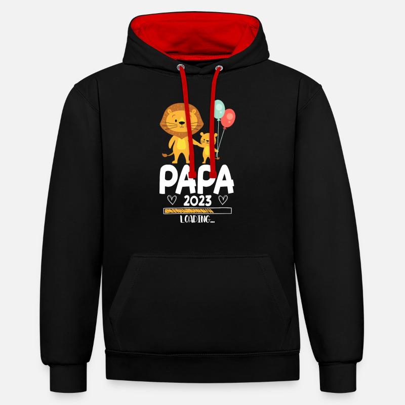 Papa 2023 Loading - Kontrast-Hoodie - Schwarz/Rot