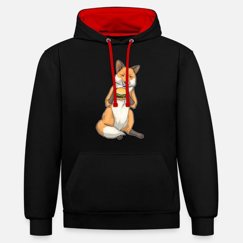 Fuchs Burger - Sweat à capuche contrasté - noir/rouge