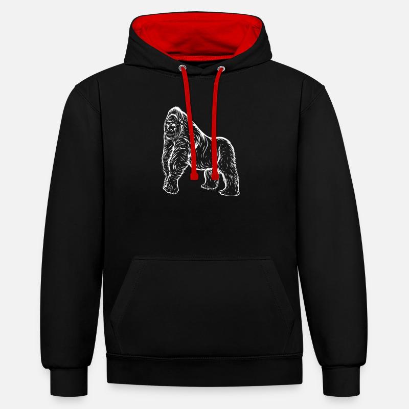 Gorilla - Sweat à capuche contrasté - noir/rouge