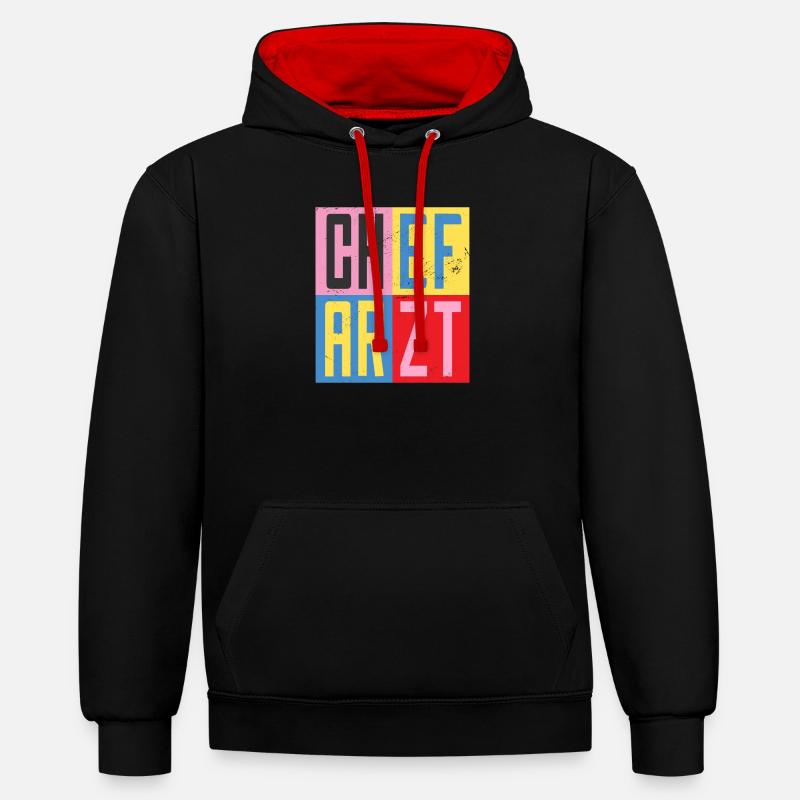 Responsable du design - Sweat à capuche contrasté - noir/rouge
