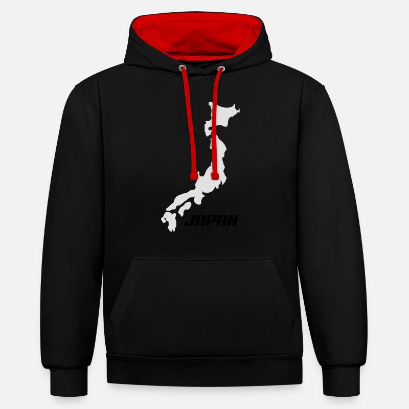 japan3 - Sweat à capuche contrasté - noir/rouge