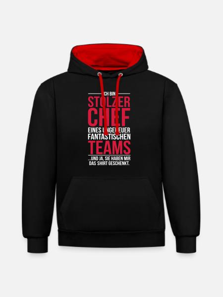 Stolzer Chef eines fantastischen Teams - Shirt - Kontrast-Hoodie - Schwarz/Rot