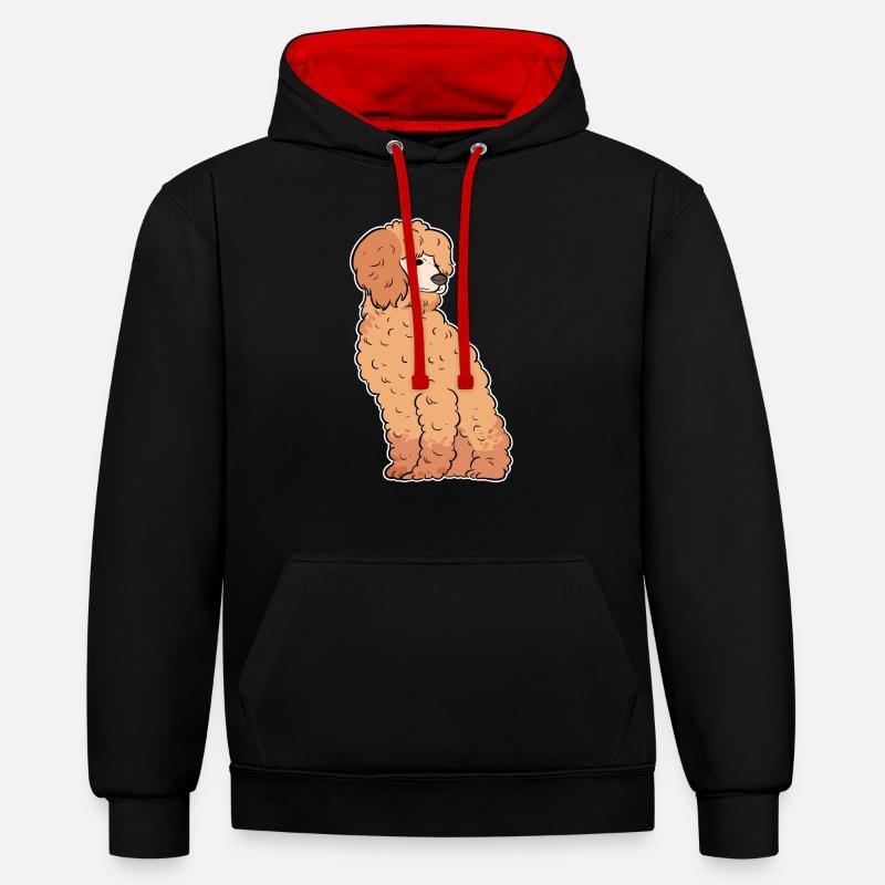 Caniche - Sweat à capuche contrasté - noir/rouge