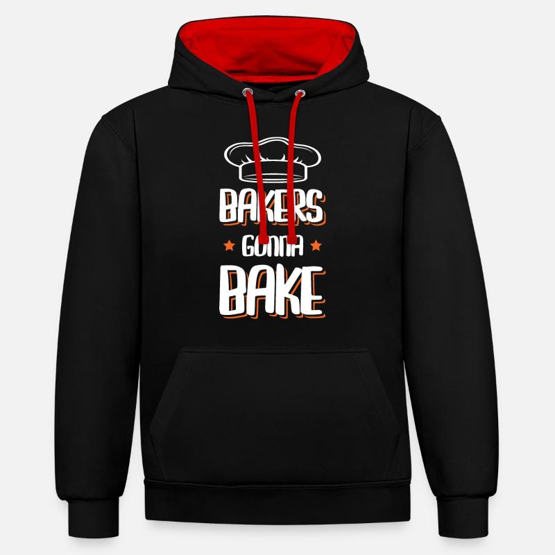 Boulanger de cuisson - Sweat à capuche contrasté - noir/rouge