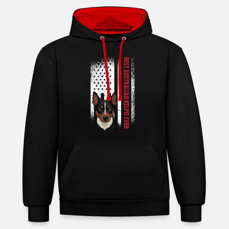 Cadeau de chien Kelpie - Sweat à capuche contrasté - noir/rouge