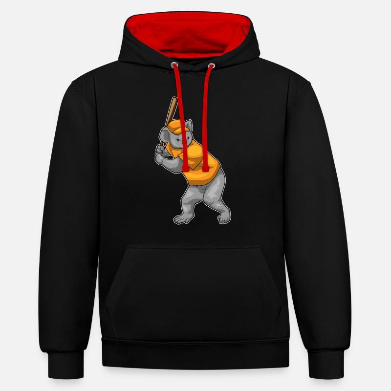 Batte de baseball Koala - Sweat à capuche contrasté - noir/rouge