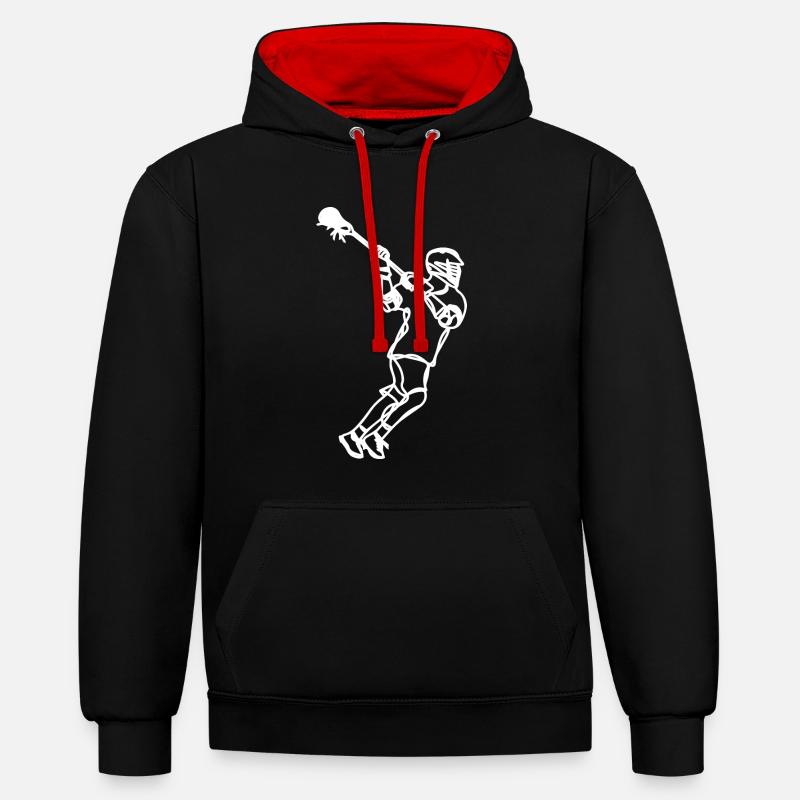 Dessin professionnel de crosse - Sweat à capuche contrasté - noir/rouge