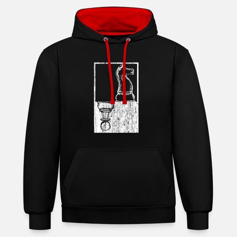 Échecs - Sweat à capuche contrasté - noir/rouge