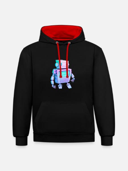Robot - Sweat à capuche contrasté - noir/rouge