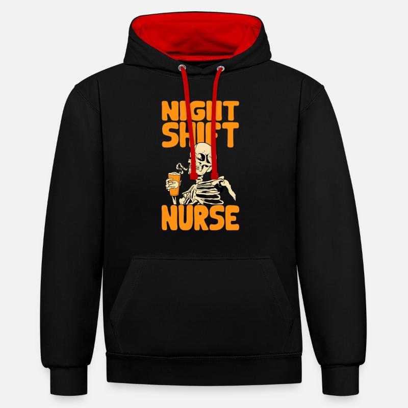 Infirmière de nuit - Sweat à capuche contrasté - noir/rouge