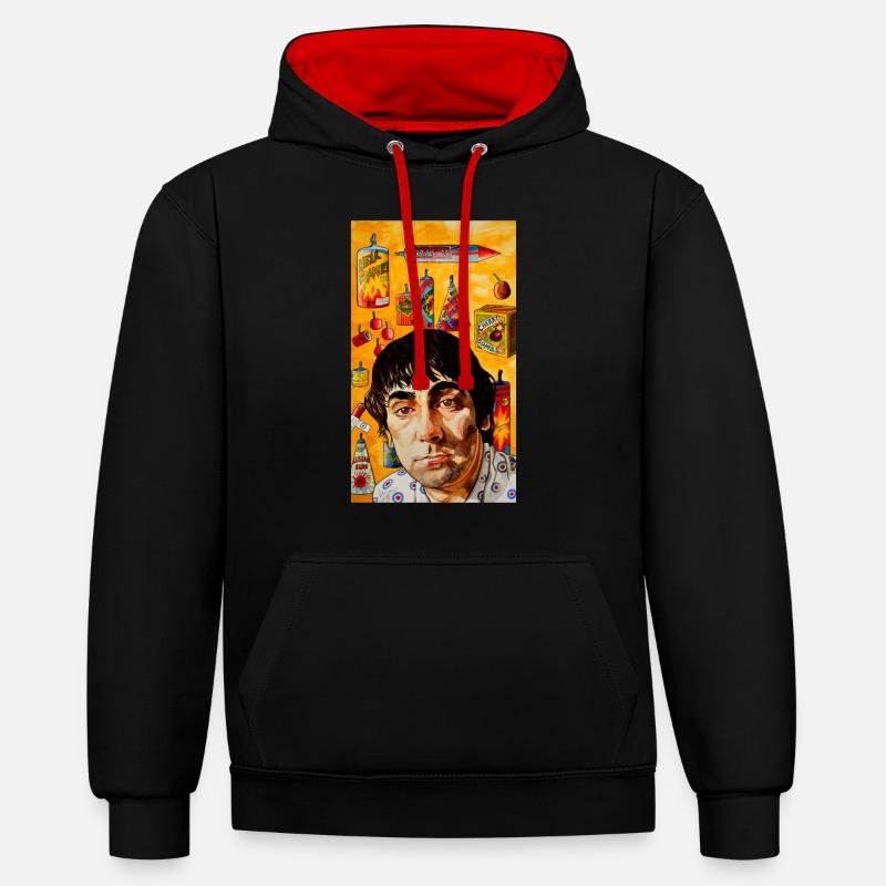 Papier tactile bleu clair - Sweat à capuche contrasté - noir/rouge