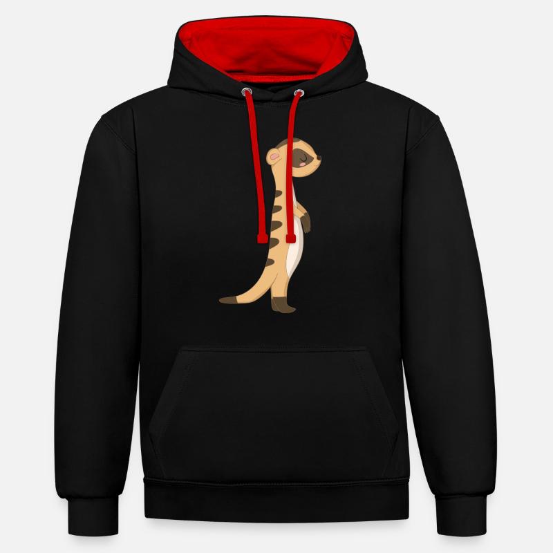 Suricate Manguste - Sweat à capuche contrasté - noir/rouge